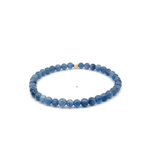 Natural Kyanite Gemstones Mini 4mm 18K Gold Bar Faceted Charm Bead - Picture 3 of 4